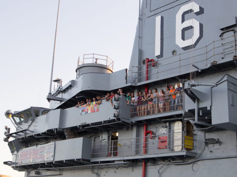 overnight camping group on flight deck USS LEXINGTON